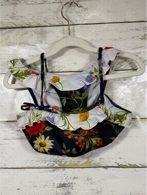 Oscar de la Renta Children's Navy Floral Two-Piece Set Swimsuit Girls Sz 12Y NWT